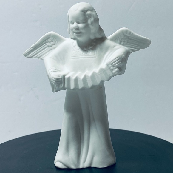 Hutschenreuther White Bisque Porcelain Angel  With Accordion Collectible - Picture 6 of 13